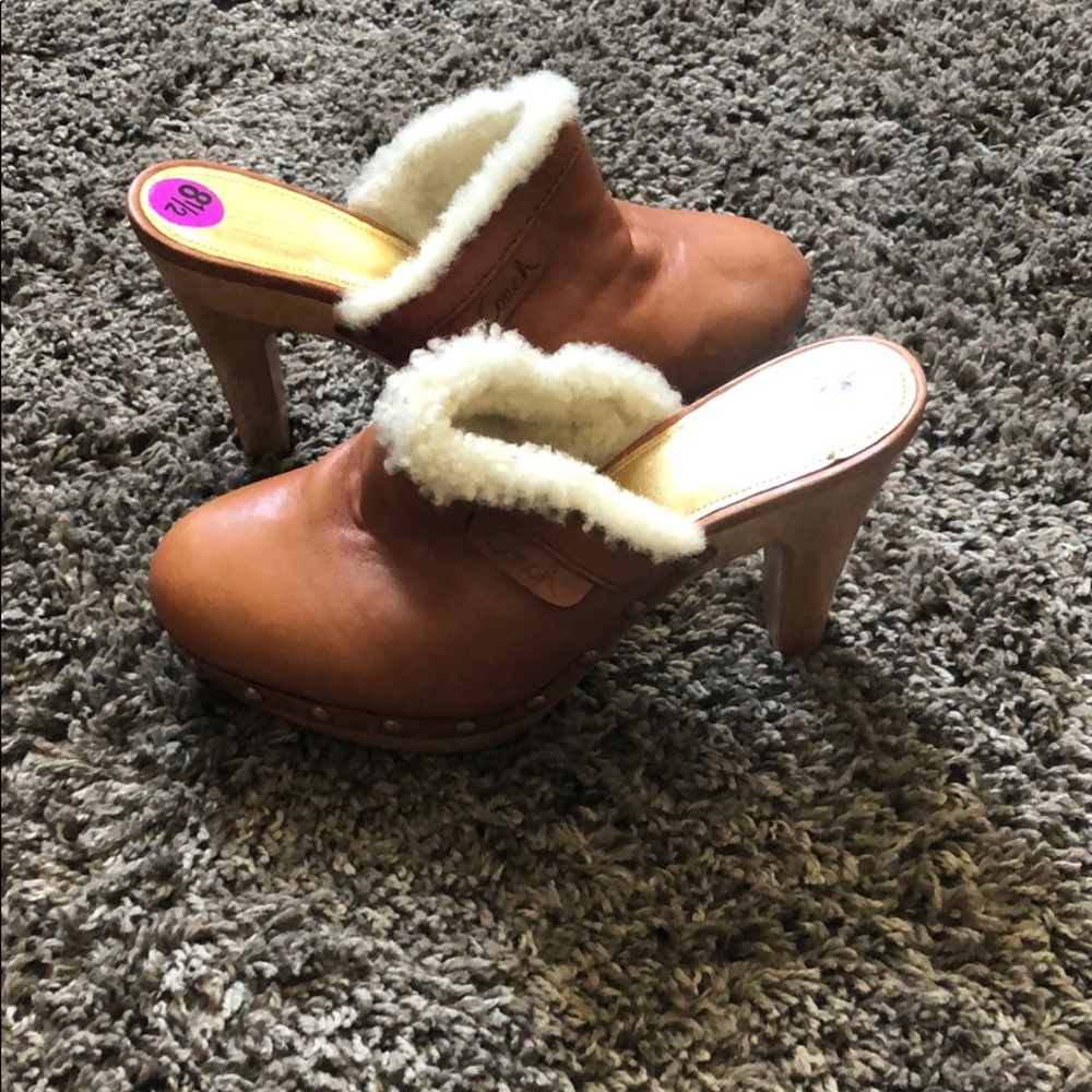 Real leather coach heels new never worn